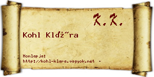 Kohl Klára névjegykártya